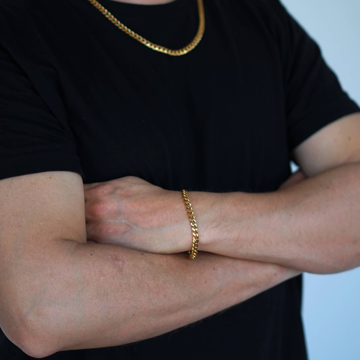 Unisex Cuban Chain rannekoru kullattu