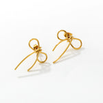 madoww Bow waterproof bow earrings in 18k PVD gold-plated skin-friendly stainless steel on a white background