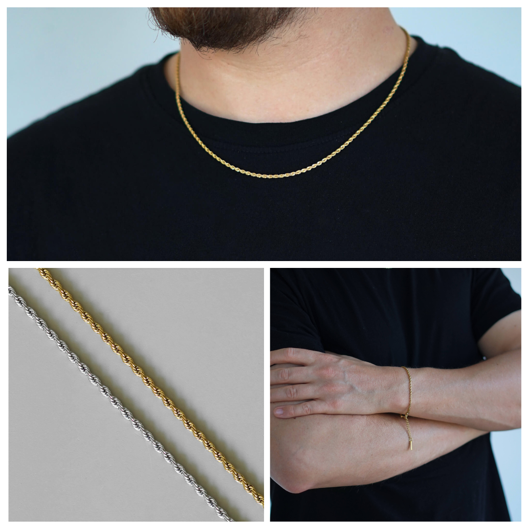 Unisex Rope Chain kullattu -setti