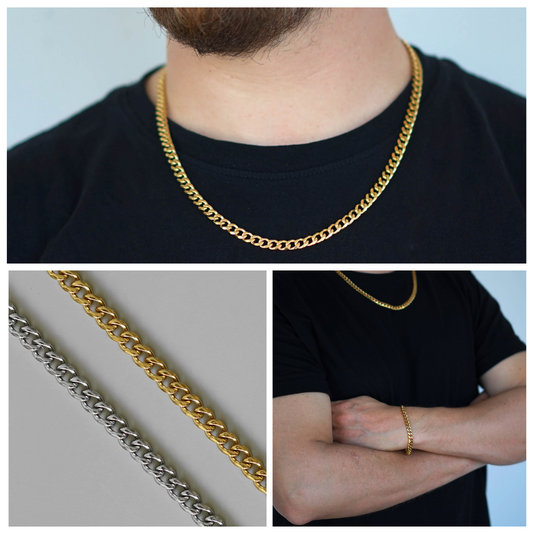 Unisex Cuban Chain kullattu -setti